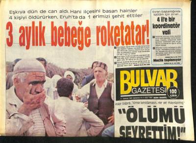 Bulvar Gazetesi 11 Temmuz 1987 - 3 Aylık Bebeğe Roketatar! GZ62004 - 1
