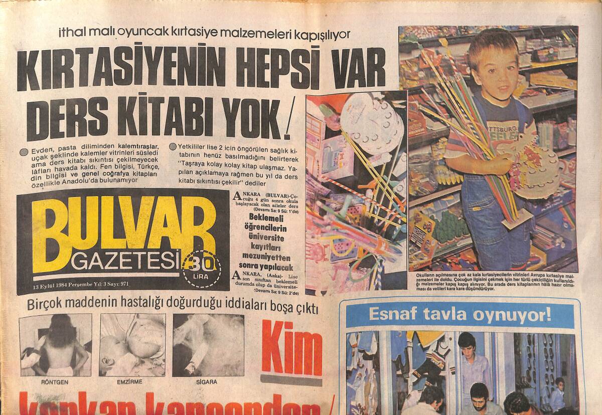Bulvar Gazetesi 13 Eylül 1984 - Emel Sayın Çinli'ye Allah Dedirtti - Red Kit Yeni Yılda Ekrana Gelecek GZ159370 - 1