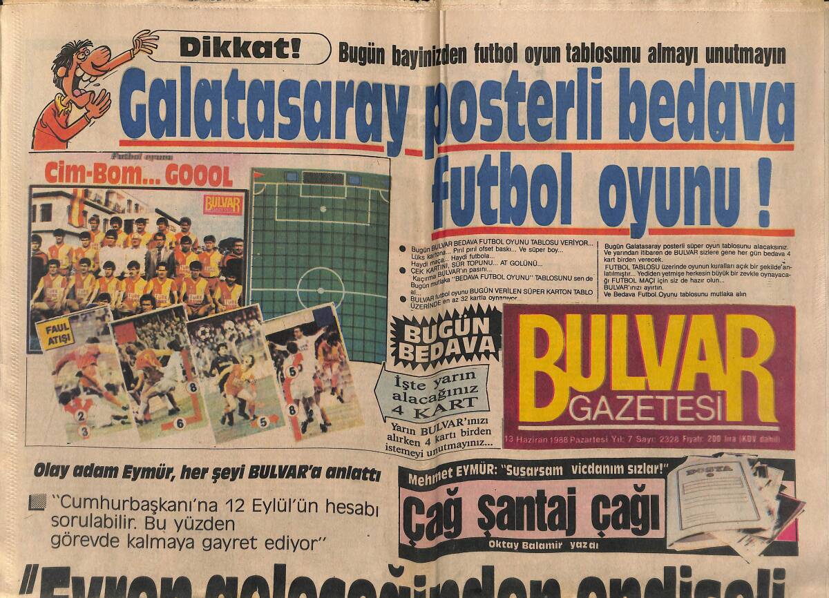 Bulvar Gazetesi 13 Haziran 1988 - Hastaneler Sıfırı Tüketti GZ153204 - 1