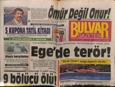 Bulvar Gazetesi 13 Temmuz 1988 - Çatışmada 4 Şehit Verdik,9 Bölücü Ölü GZ61372 - 2