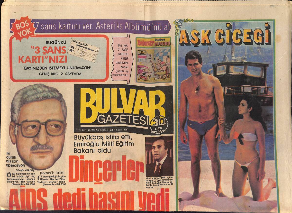 Bulvar Gazetesi 14 Eylül 1985 - Rambo Milyarlara Para Demiyor - Stephanie Kendine Yeni Aşık Buldu GZ159219 - 1