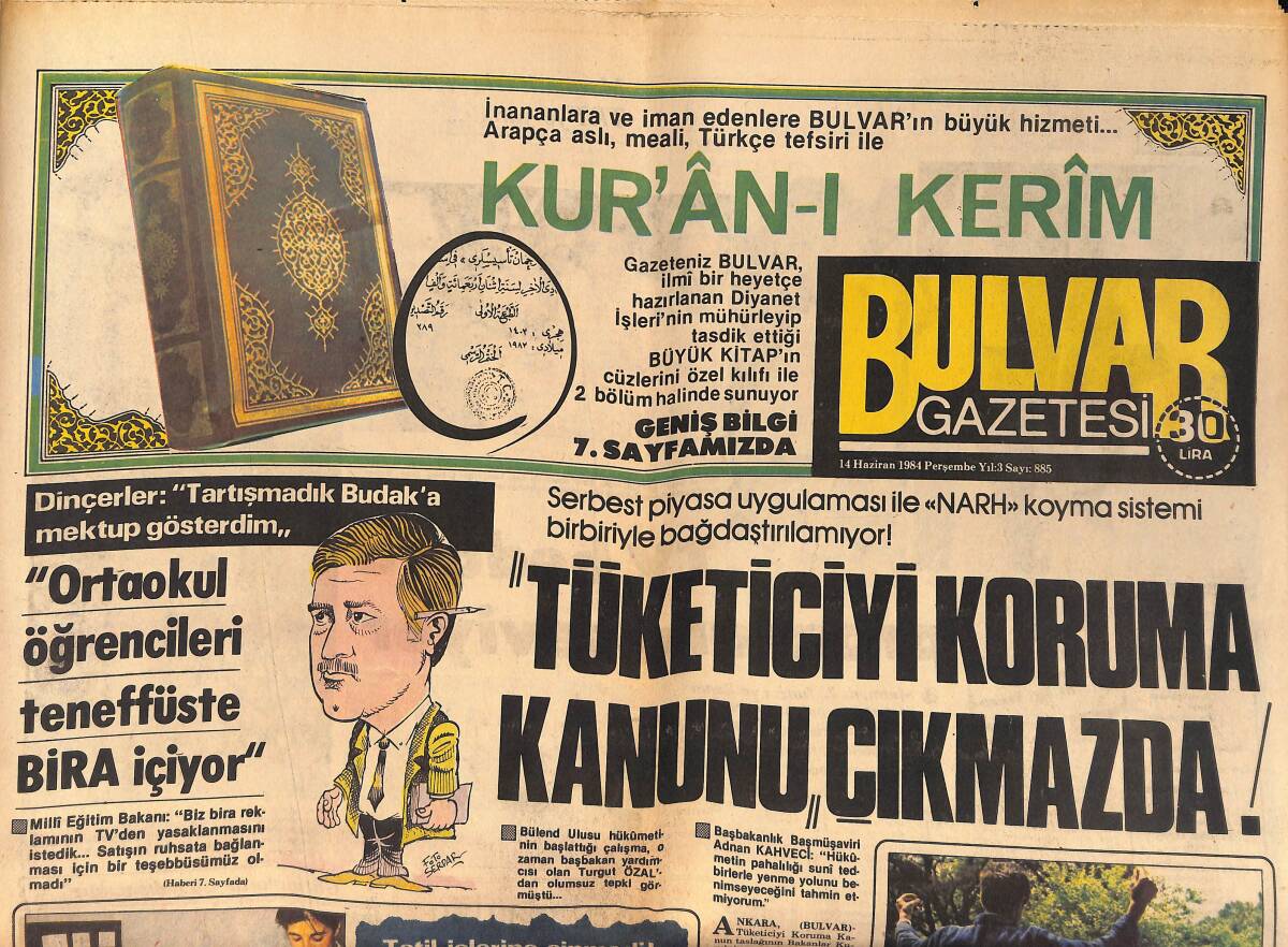 Bulvar Gazetesi 14 Haziran 1984 - Türkiye Denktaş'a Tam Destek Verdi - Semra Özal'ın Annesi Yoğun Bakıma Alındı... GZ159239 - 1