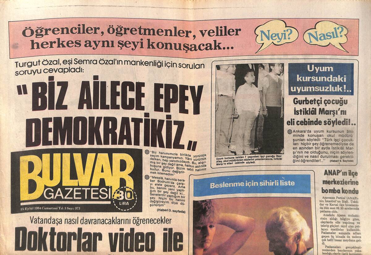 Bulvar Gazetesi 15 Eylül 1984 - İşte Zeki Müren'i Giydiren Kadın - ...Ve Nastassia Evlendi GZ159368 - 1