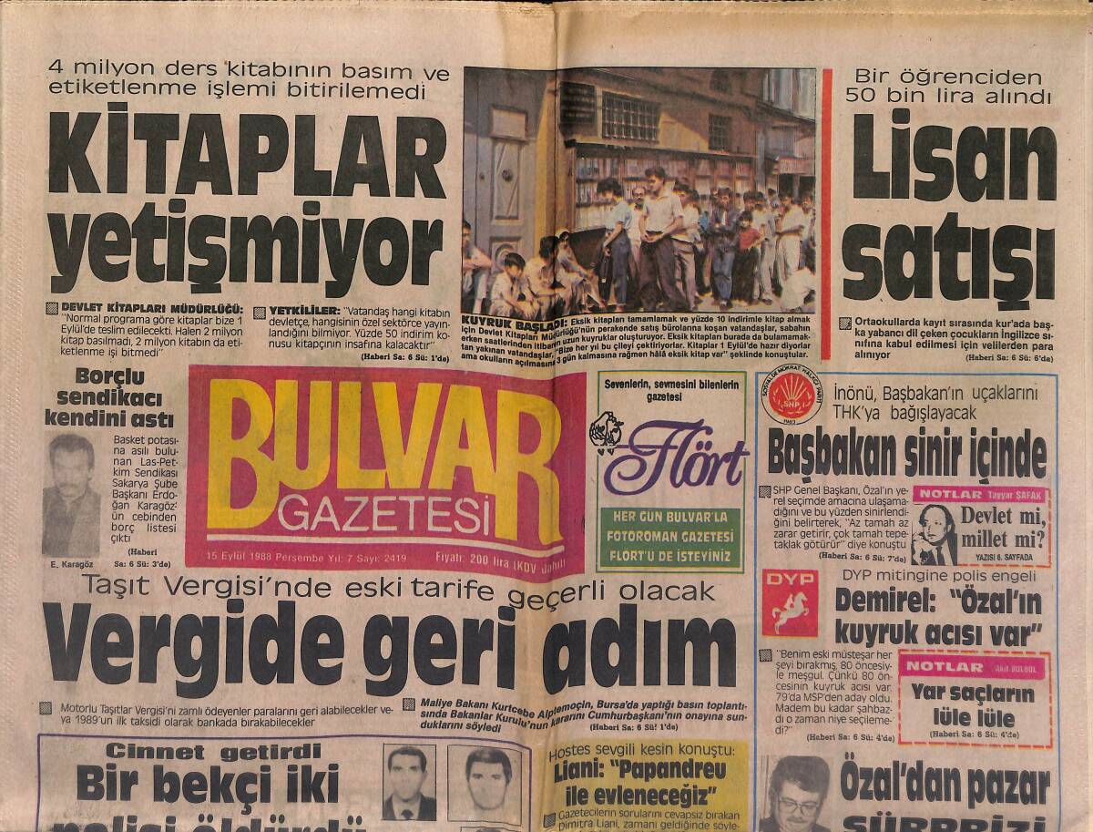 Bulvar Gazetesi 15 Eylül 1988 - Nebahat Çehre'nin Evi Soyuldu - Lisan Satışı GZ153174 - 1