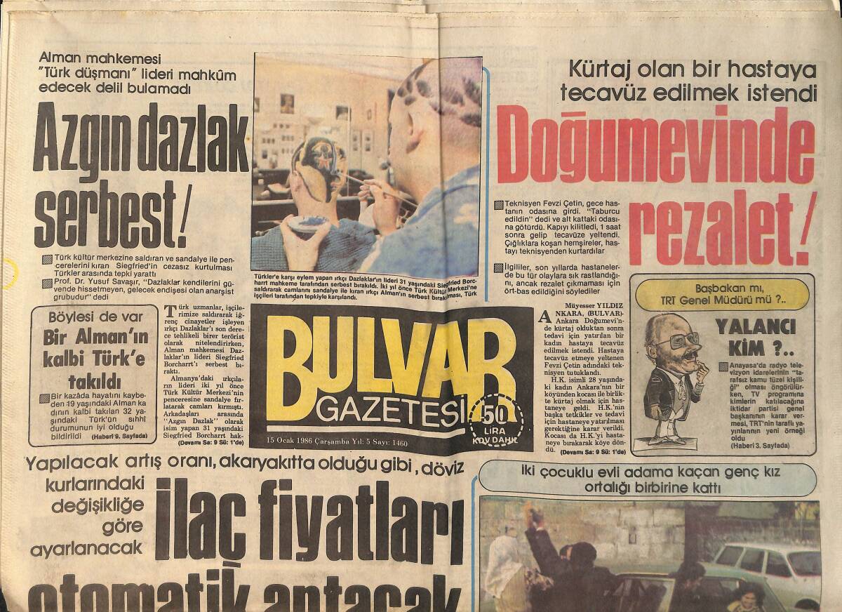 Bulvar Gazetesi 15 Ocak 1986 - Perihan Savaş Tatlıses'i İcraya Verdi - Erciyes 10 Yıl Sonra Patlayacak GZ159255 - 1