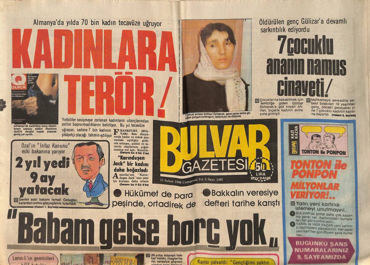 Bulvar Gazetesi 15 Şubat 1986 - Sovyetlerle Tabii Gaz Anlaşması İmzalandı - Almanya'da 70 Bin Kadın Tecavüze Uğruyor GZ159251 - 1