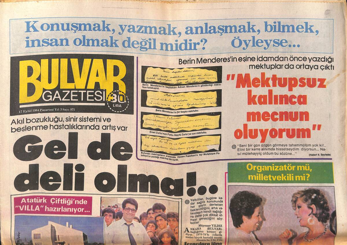 Bulvar Gazetesi 17 Eylül 1984 - Işılay Saygın Kuliste Emel Sayın'a Ne Söyledi ? - Tuborg Sade Bira Reklamı GZ159366 - 1