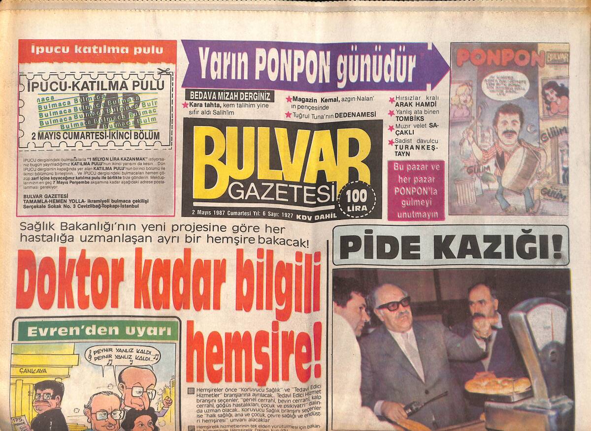Bulvar Gazetesi 2 Mayıs 1987 - Rambo-3 Çölde Çekilecek - TV'de Spor Şöleni GZ159263 - 1