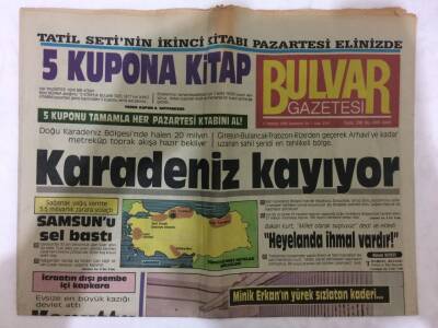 Bulvar Gazetesi 2 Temmuz 1988 - Doğu Karadenizde Halen 20 Milyon Metreküp Toprak Akışa Hazır Bekliyor GZ73234 - 1