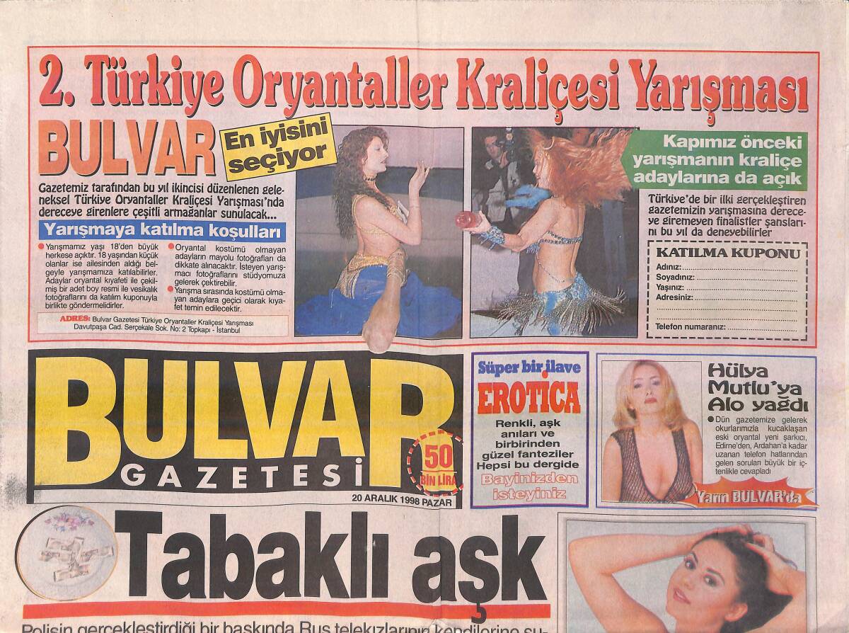 Bulvar Gazetesi 20 Aralık 1998 - Ahu Tuğba'nın Durumu İçler Acısı - Doğulu Sözlüsüyle Sarmaş Dolaş GZ156278 - 1