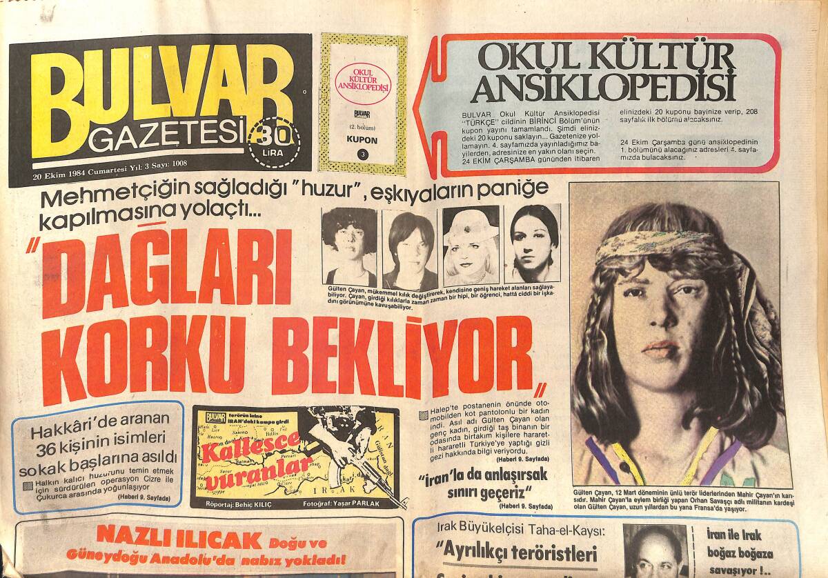Bulvar Gazetesi 20 Ekim 1984 - Köylü Güzeli Türkân Şoray GZ159385 - 1