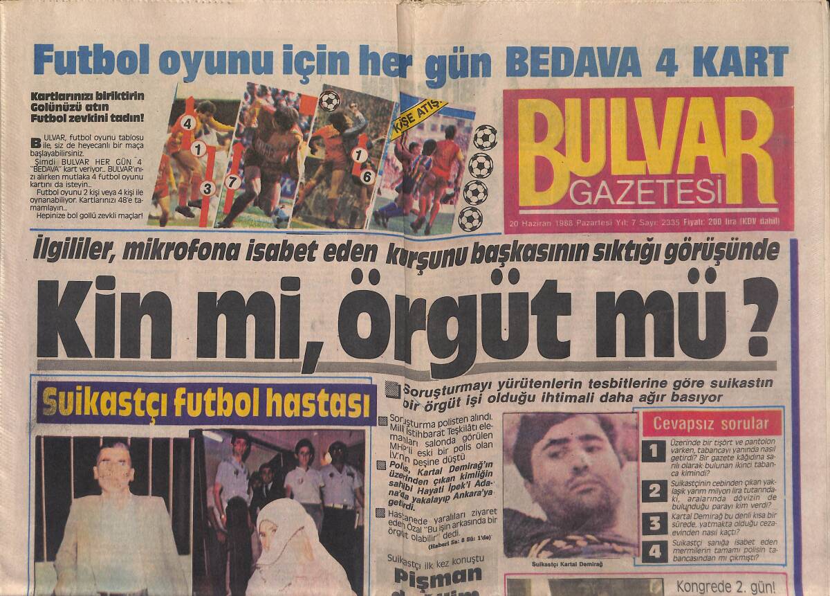 Bulvar Gazetesi 20 Haziran 1988 - KİT Zamları Kapımızda - Barış Manço'ya Bağış Cezası GZ153187 - 1
