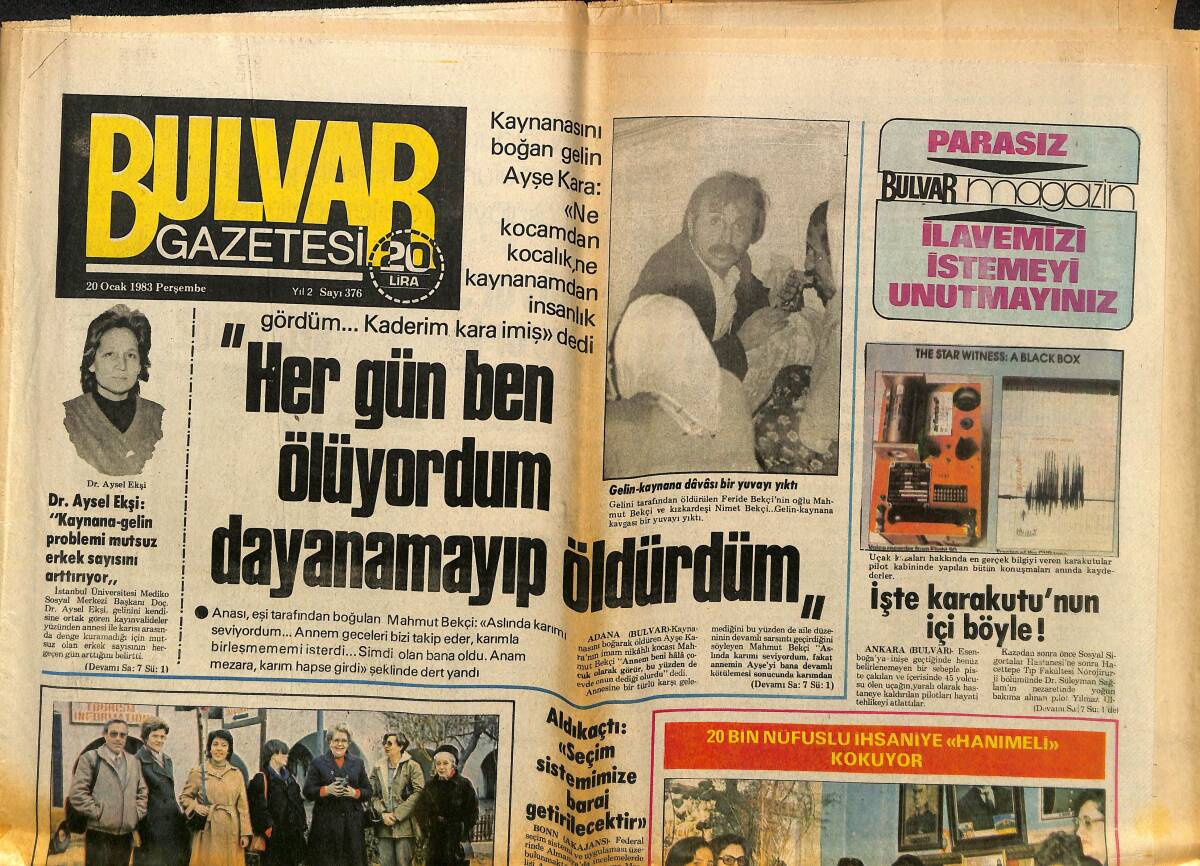Bulvar Gazetesi 20 Ocak 1983 - Charles , Kendinden Yaşlı Kadınlardan Hoşlanıyormuş - Yatağan'da Bir Küçük Polonya GZ150742 - 1