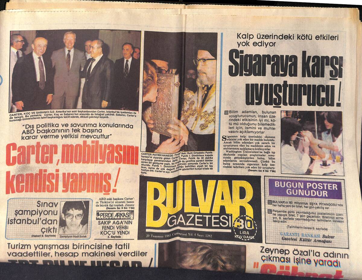 Bulvar Gazetesi 20 Temmuz 1985 - THY'de Zamlı Uçuş Başladı - Nihat Erim Anıldı GZ159245 - 1