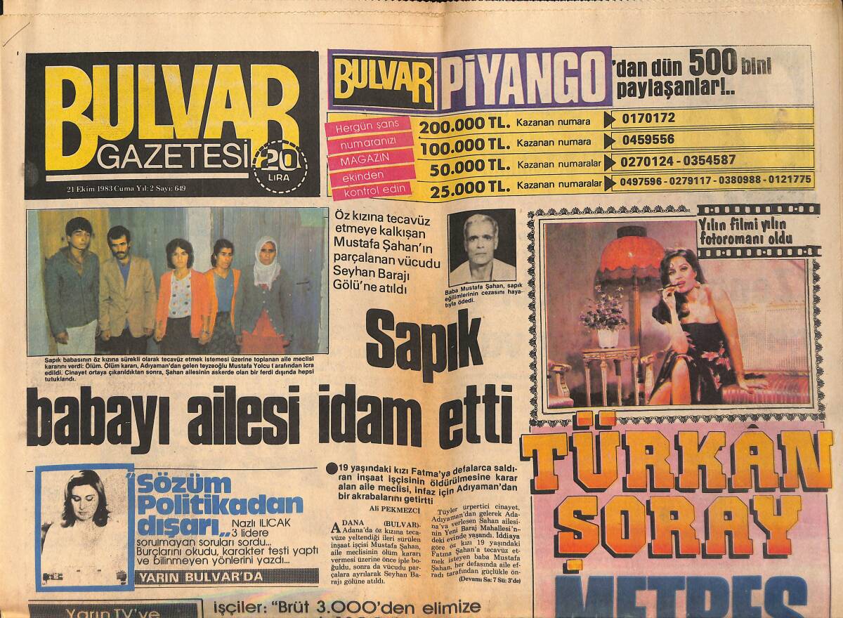 Bulvar Gazetesi 21 Ekim 1983 - Brigitte Bardot , 49. Yaş Gününü Köpeğiyle Yalnız Başına Kutladı GZ159201 - 1