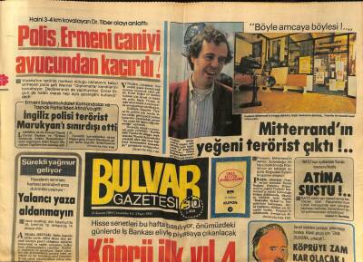 Bulvar Gazetesi 21 Kasım 1984 - Mitterrandın Yeğeni Terörist Çıktı !... GZ77092 - 1