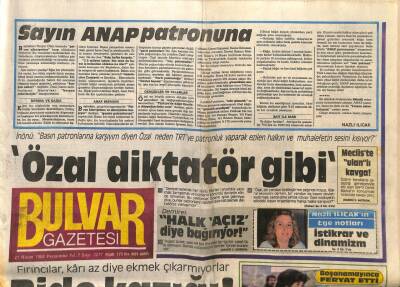 Bulvar Gazetesi 21 Nisan 1988 - Turgut Özal Diktatör Gibi GZ89038 - 1