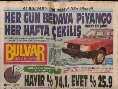 Bulvar Gazetesi 23 Eylül 1988 - Oy İçin Naim Süleymanoğlu Harcandı GZ61378 - 2
