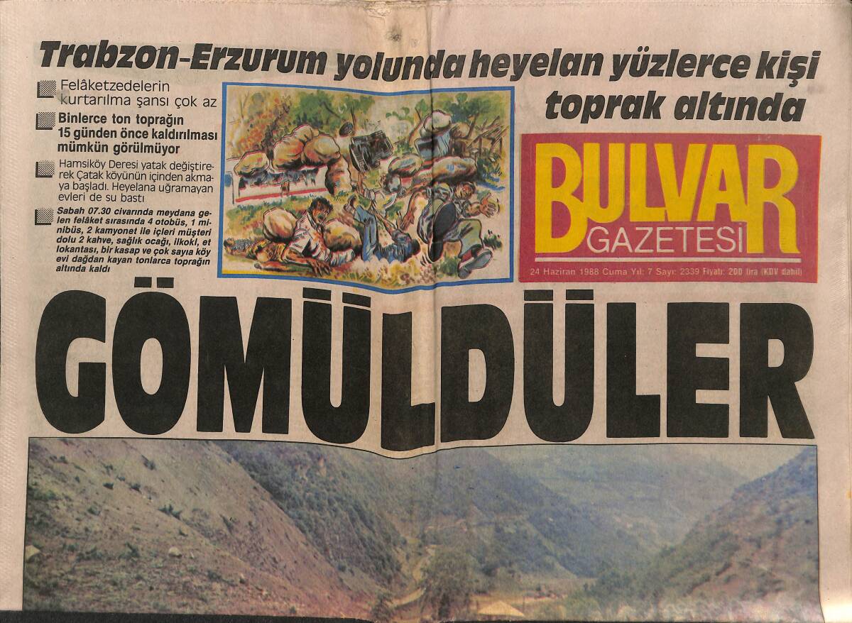 Bulvar Gazetesi 24 Haziran 1988 - Mine Koldaş Ve Süper Minisi - Menderes, Karadeniz Fıkralarına Meraklıydı - Trabzon Erzurum Yolunda Heyelan GZ149379 - 1