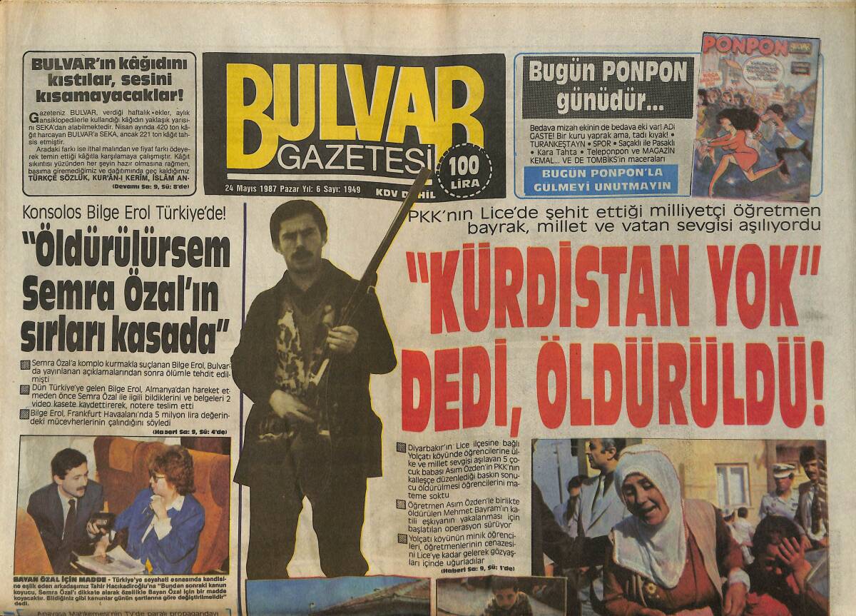 Bulvar Gazetesi 24 Mayıs 1987 - Ajda Pekkan , İş Kadınlığına Soyundu - Papandreu'dan Yine Savaş Çığlığı ! GZ159278 - 1