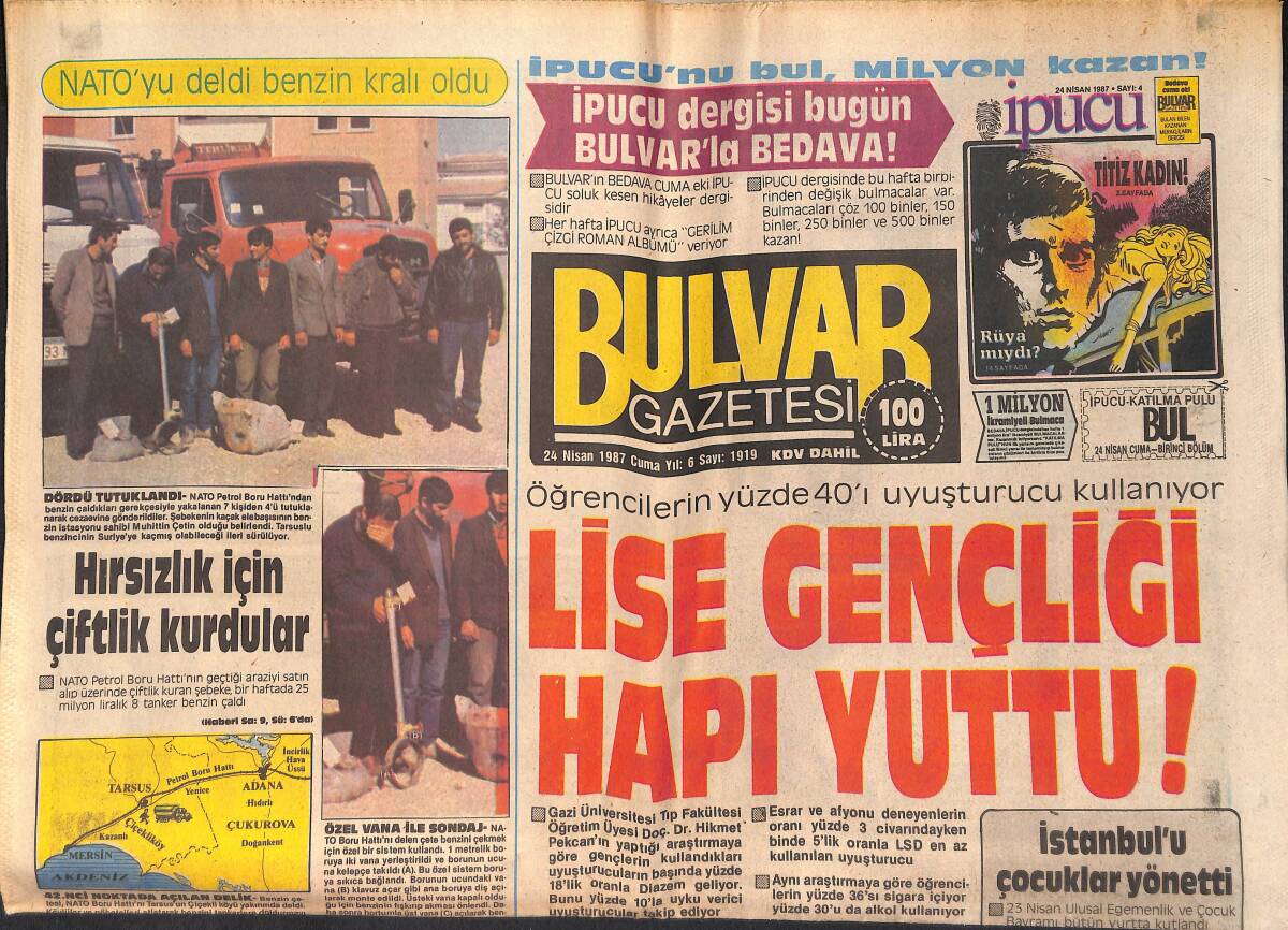 Bulvar Gazetesi 24 Nisan 1987 - Perrier Maden Suyunun 4 Şişesi 4 Bin 650 Liraya Satılıyor GZ159304 - 1