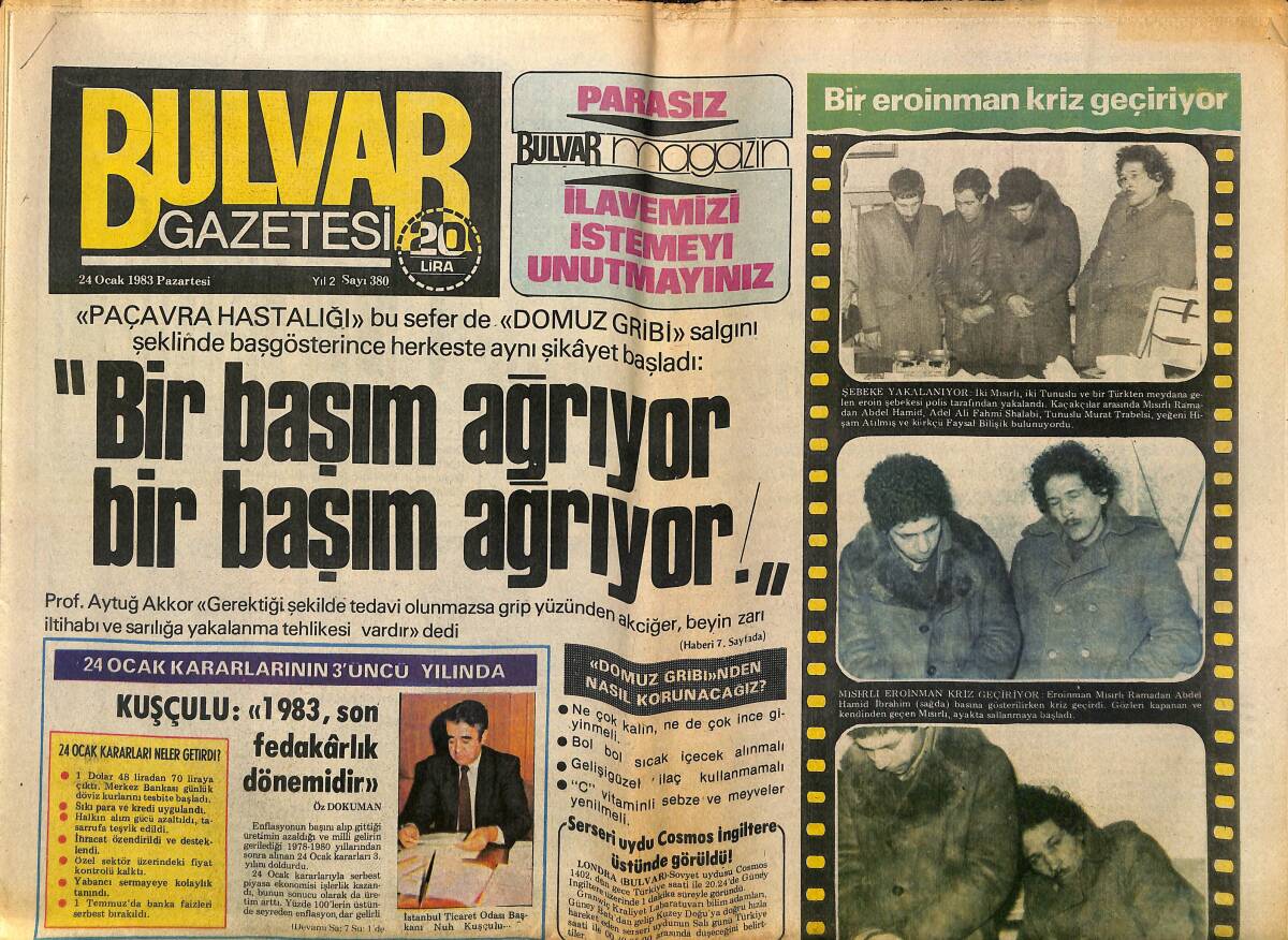 Bulvar Gazetesi 24 Ocak 1983 - Paris Saldırısını Düzenleyen ASALA Militanları , Rus Yapısı Silâh Kullandı GZ150745 - 1
