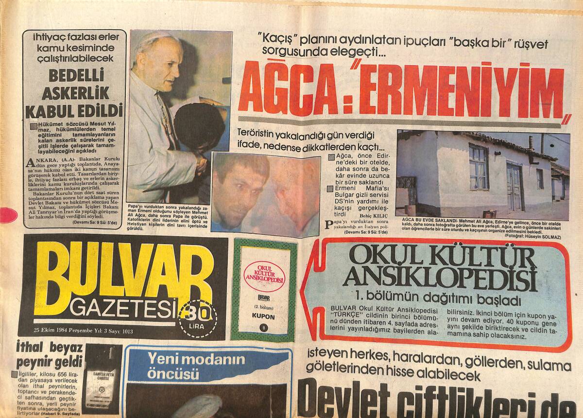 Bulvar Gazetesi 25 Ekim 1984 - Michael Jackson ''Çocukluğumu Yaşayamadım'' - Erkeksi Ahu Tuğba ! GZ159382 - 1