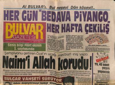 Bulvar Gazetesi 25 Eylül 1988 - Naim Süleymanoğlunu Allah Korudu GZ61380 - 2