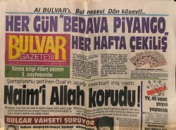 Bulvar Gazetesi 25 Eylül 1988 - Naim Süleymanoğlunu Allah Korudu GZ61380 - 1