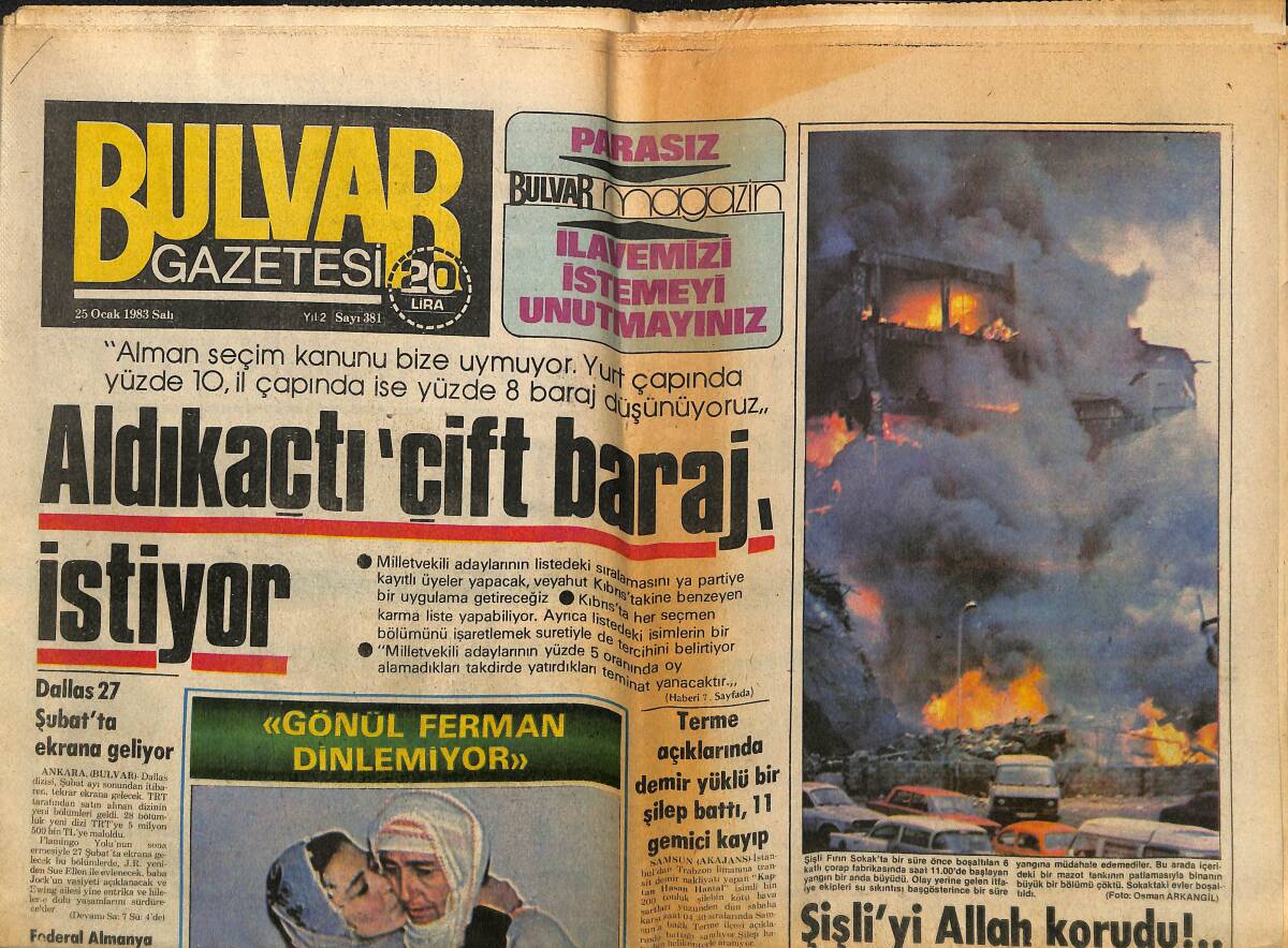 Bulvar Gazetesi 25 Ocak 1983 - Nuri Kantar Tipini Değiştiriyor - Ahu Tuğba Amerika'dan Döndü GZ150741 - 1
