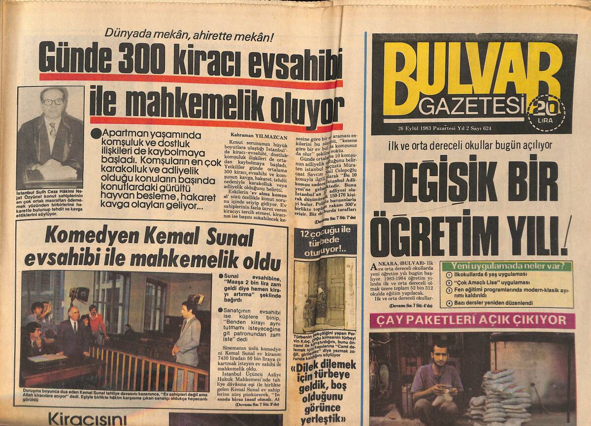 Bulvar Gazetesi 26 Eylül 1983 - Zeki Müren'in Bodrum Konserinin Tekrarı İsteniyor - Erol Kemah Dünya İkincisi GZ159205 - 1