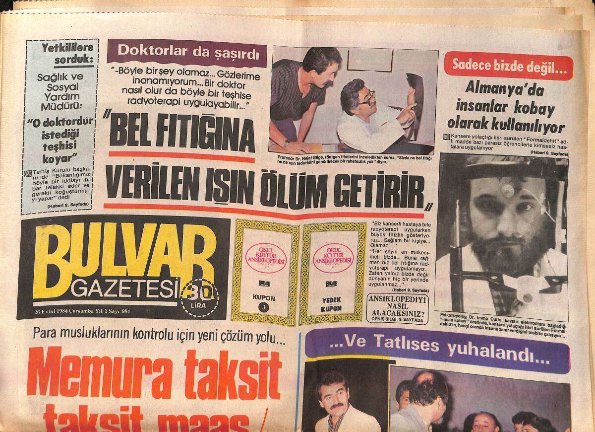 Bulvar Gazetesi 26 Eylül 1984 - Yıldırım Gürses de Vakıf Kuruyor - THY'de Toplu Sözleşme Görüşmeleri Başlıyor GZ159373 - 1