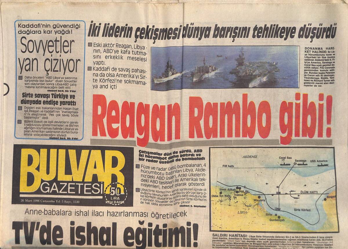 Bulvar Gazetesi 26 Mart 1986 - Reagan Rambo Gibi - Sarah'a 25 Milyonluk Yüzük GZ159248 - 1