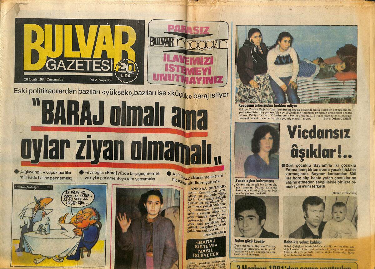 Bulvar Gazetesi 26 Ocak 1983 - Vehbi Koç : '' İşe Serbest Limandan Başlamalıyız '' Banu Alkan Hayranı İçin '' Herhalde Evli Ki Adını Vermiyor '' dedi GZ150740 - 1