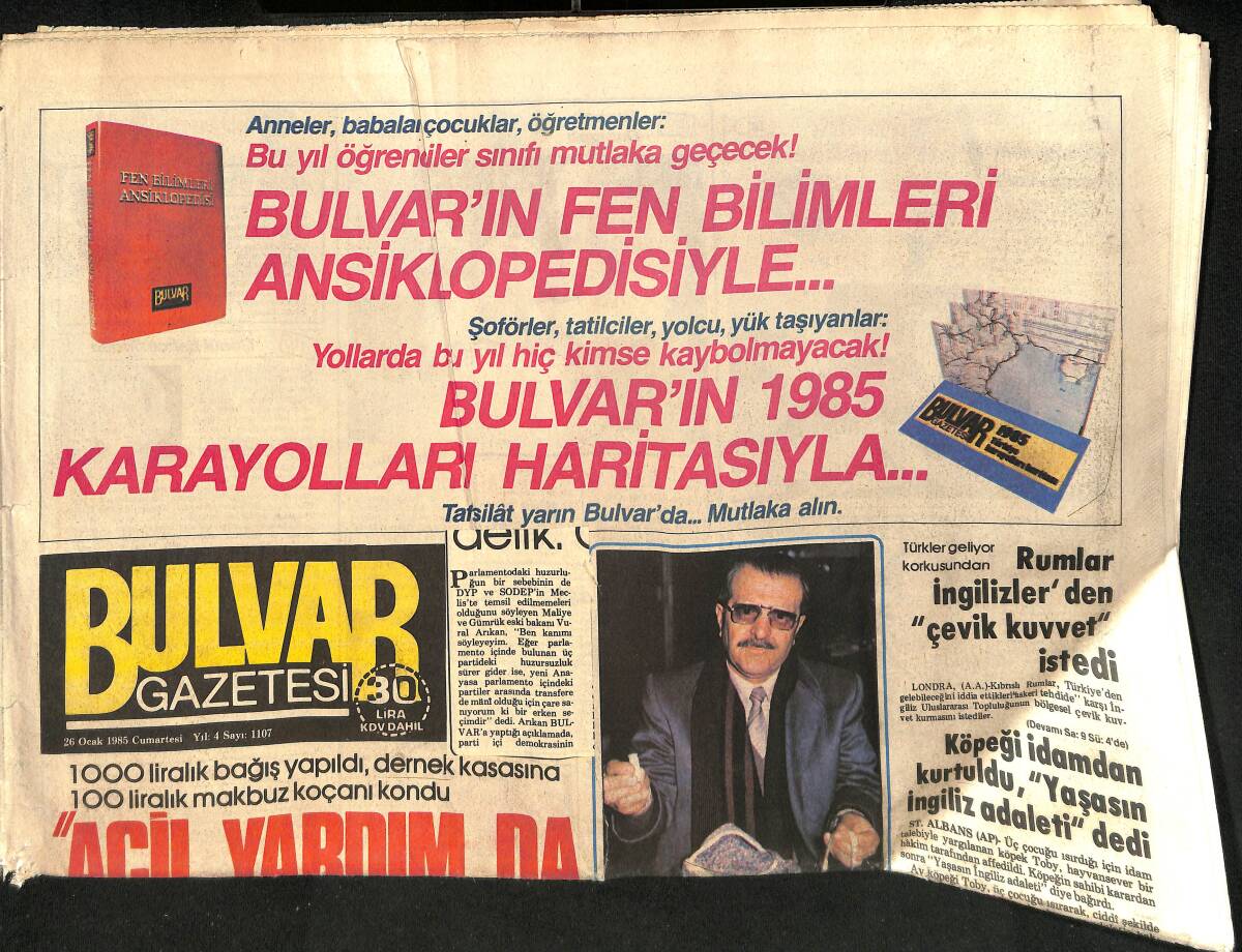 Bulvar Gazetesi 26 Ocak 1985 - Fas'ta Gelin Pazarı Kuruluyor - Semra Özal : Pahalılık Var Diyenler Avrupa'yı Görsün GZ155329 - 1