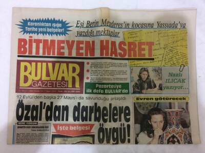 Bulvar Gazetesi 27 Mayıs 1988 - Eşi Berin Menderesin Kocasına Yassıadaya Yazdığı Mektuplar GZ73231 - 1