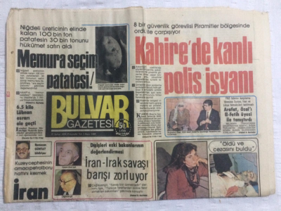 Bulvar Gazetesi 27 Şubat 1986 - Kahirede Kanlı Polis İsyanı,Hülya Avşar Fındık Kralından 60 Milyon Aldı - GZ17638 - 1