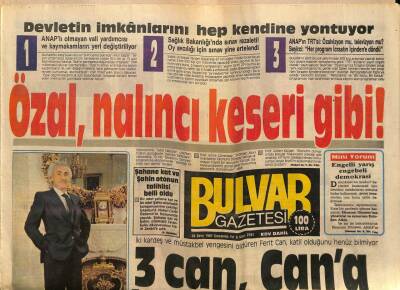 Bulvar Gazetesi 28 Ekim 1987 - Özal , Nalıncı Keseri Gibi ! GZ62540 - 2