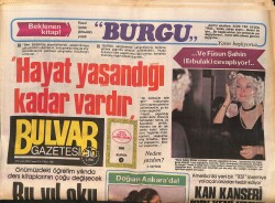 Bulvar Gazetesi 28 Eylül 1984 - Türkân Şoray'a Doktor Tavsiyesi : Sessizlik - Adnan Şenses'in Evliliği 13 Ay Sürdü GZ159364 - Gökçekoleksiyon