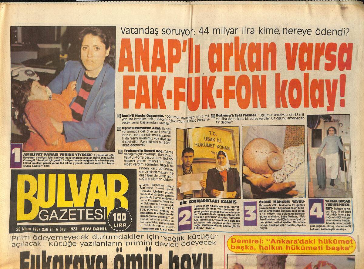 Bulvar Gazetesi 28 Nisan 1987 - Barış Manço Fransa'da ''Arkadaşım Eşşek'' Diyecek GZ159281 - 1