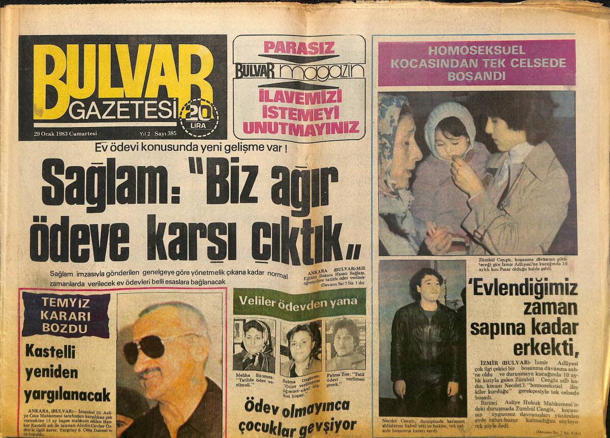 Bulvar Gazetesi 29 Ocak 1983 - Betsy'nin Her Şeyi Minik Jimnastikçiler - Kastelli Yeniden Yargılanacak GZ150735 - 1
