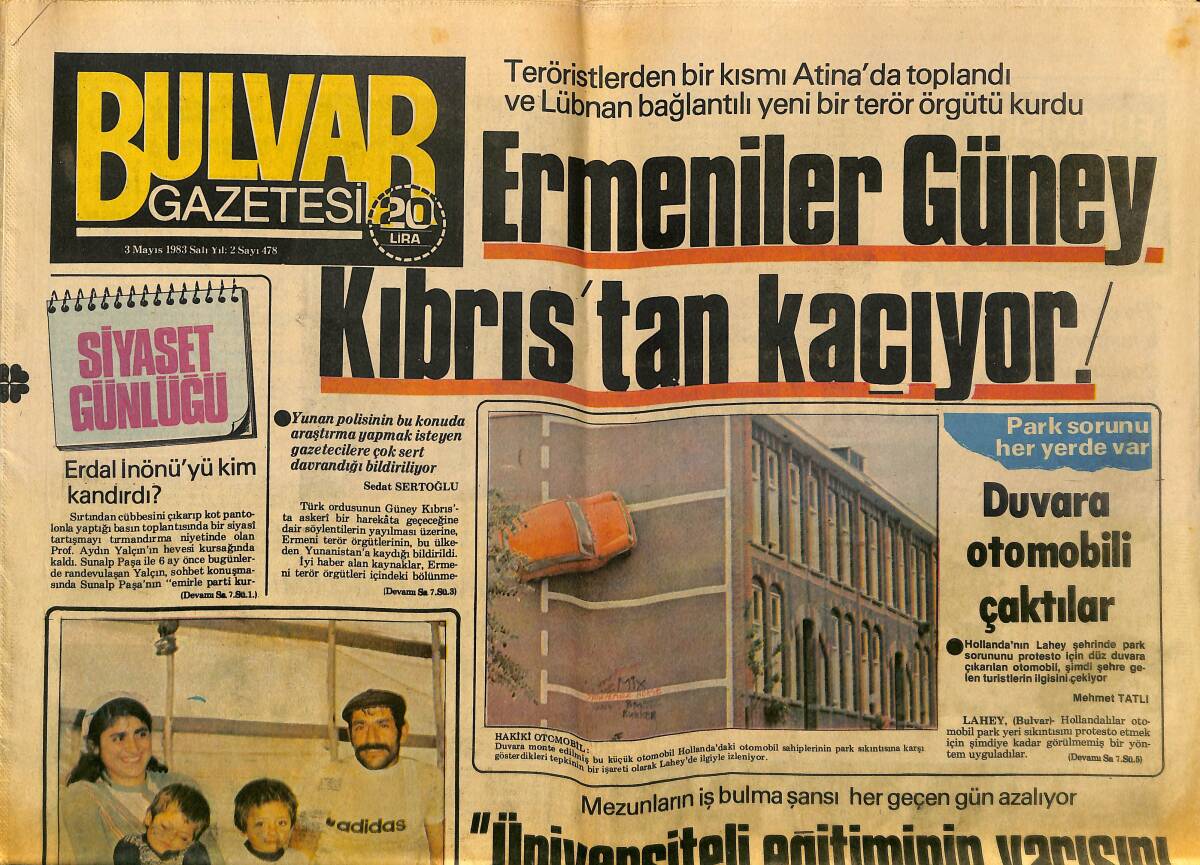 Bulvar Gazetesi 3 Mayıs 1983 - Bursa , 1985'e Kadar Su Sıkıntısı Çekecek - Ermeniler Güney Kıbrıs'tan Kaçıyor GZ150738 - 1