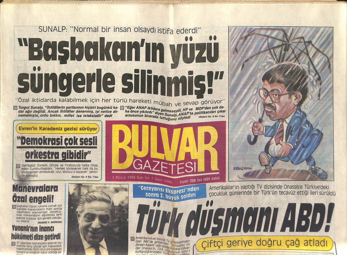 Bulvar Gazetesi 3 Mayıs 1987 - Bayan Popo Havaya Girdi - Türk Düşmanı ABD GZ153279 - 1