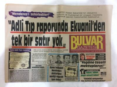 Bulvar Gazetesi 31 Mayıs 1988 - Koma Halindeki Menderese Doktorların Verdiği Raporun Tam Metni ! GZ73244 - 1