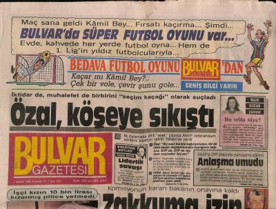 Bulvar Gazetesi 4 Ağustos 1988 - Turgut Özal Köşeye Sıkıştı GZ89035 - 1