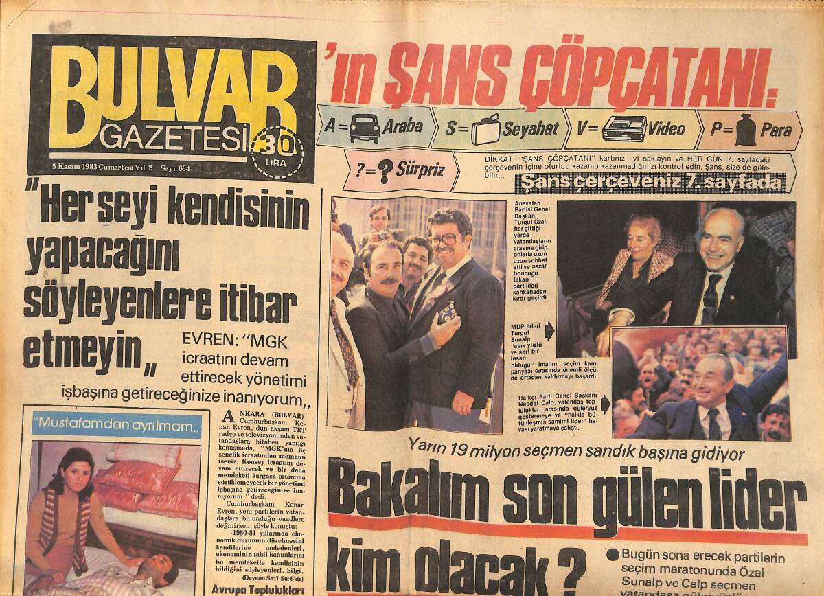 Bulvar Gazetesi 5 Kasım 1983 - Tuborg Bira Reklamı - Seyyal Taner : ''Genç Kalmamın Sebebi Aerobik ! '' GZ159229 - 1