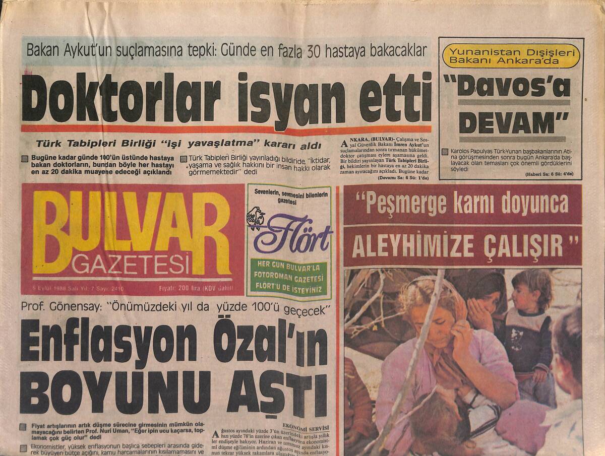 Bulvar Gazetesi 6 Eylül 1988 - Sibel Can Coşturdu - Neriman Kendini Yine Öptürüyor GZ153286 - 1