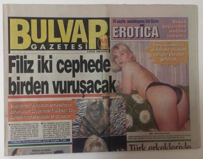 Bulvar Gazetesi 6 Eylül 1998 - Mahsun Kırmızıgülle Adı Aşk Dedikodularına Karışan Manken Ece Erken Ateş Püskürüyor GZ26848 - 1