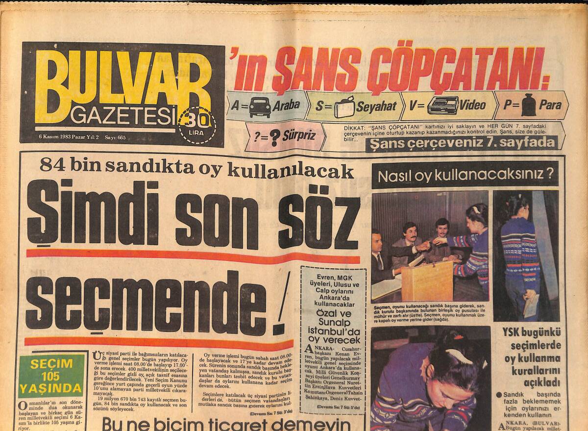 Bulvar Gazetesi 6 Kasım 1983 - Marilyn Monroe Mutsuz Yaşadı Mutsuz Öldü - Ahu Tuğba İki Jönü Birbirine Düşürdü GZ159228 - 1
