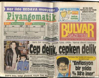 Bulvar Gazetesi 6 Kasım 1988 - Mantar 29 Can Aldı GZ61368 - 2